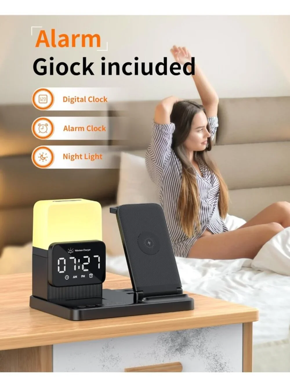 6-in-1 Wireless Charging Station for iPhone, Apple Watch, AirPods & Night Light